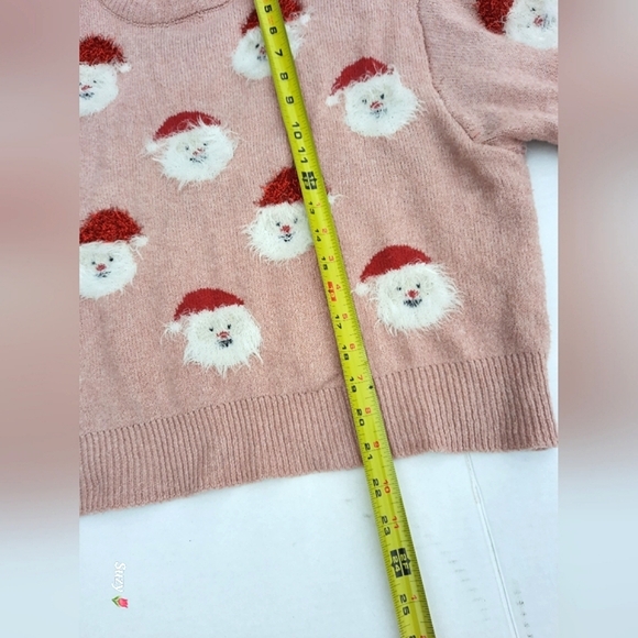🎅 Christmas Sweater, Fuzzy Santas, Dusty Rose - Picture 5 of 7